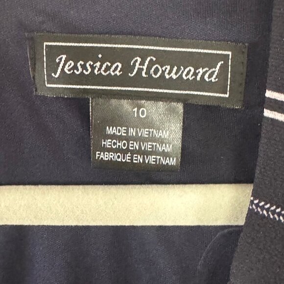 Jessica Howard Womens Navy Blue White Stripe Pantsuit Size 10 - Picture 9 of 15